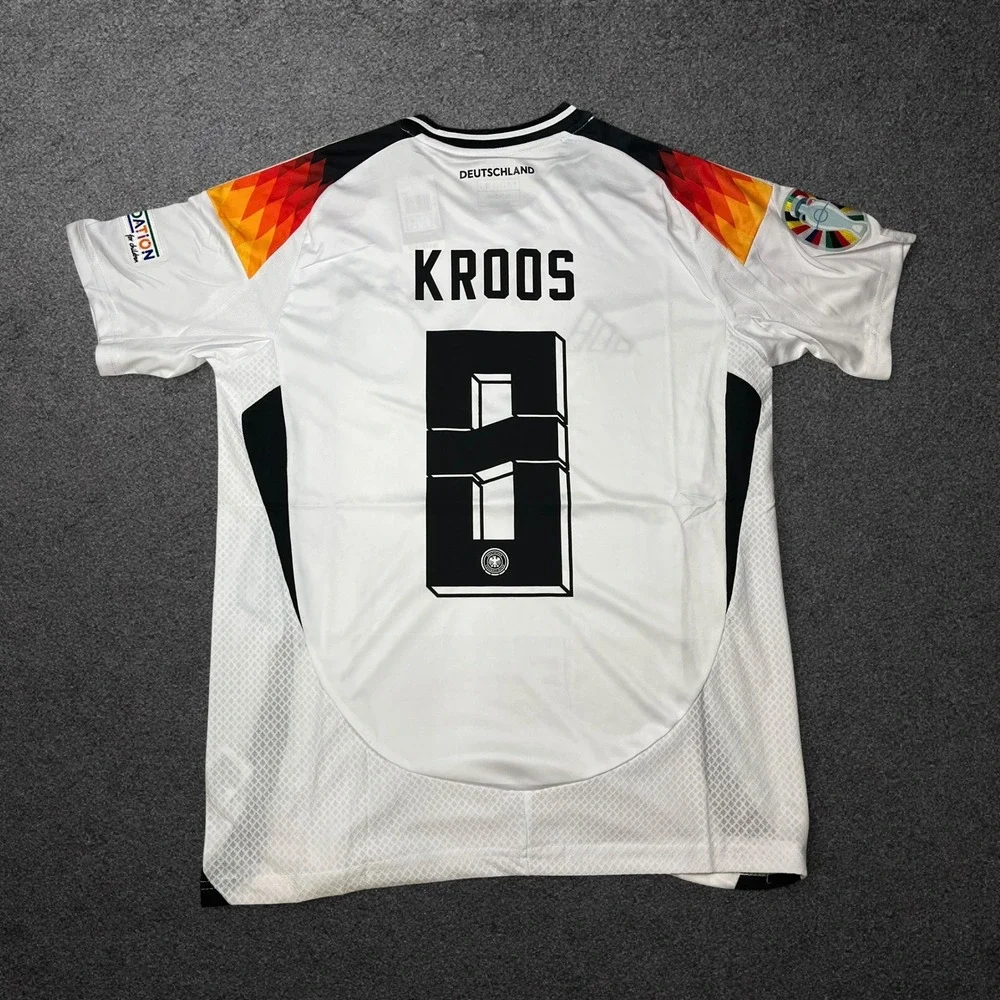 Adidas Germany 2024 Home Jersey Kroos 8 White Euro Soccer Shirt Mens Small